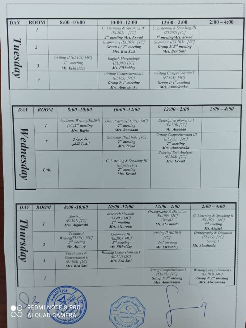  قسم اللغة الانجليزية خريف 2024/2023م